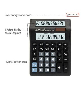 Large Dual Double DISPLAY solar CALCULATOR EASY PRESS