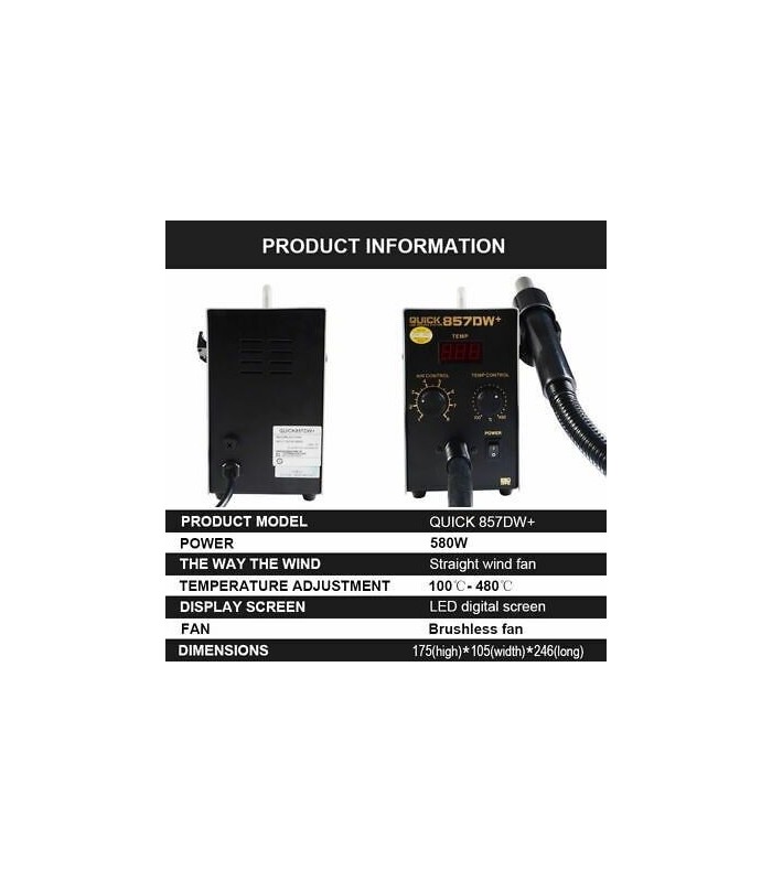 QUICK 857DW+ 580W SMD Soldering Rework Station