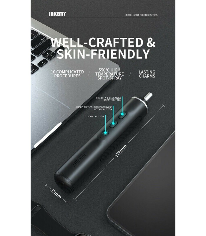 Jakemy JM-Y06 Electric Cordless Rechargeable Screwdriver 170 RPM 4 LED