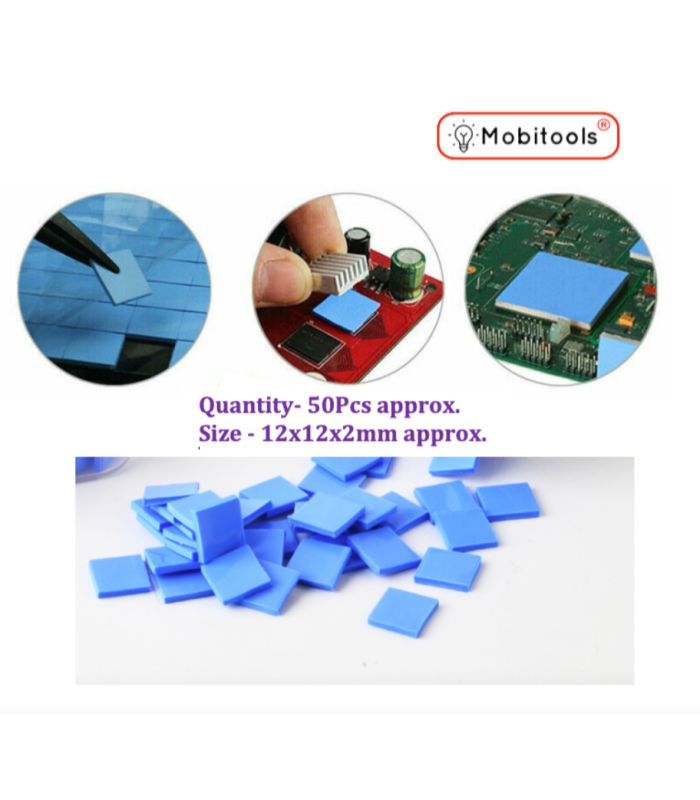 50Pcs 12x12x2mm GPU CPU Heatsink Thermal Conductive Blue Silicone Pads