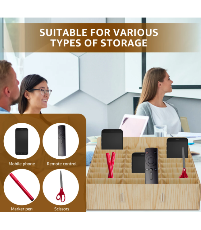 24 Slots Mobile Phone Storage Box Compartment Holder Shop Store Display Plywood Retail