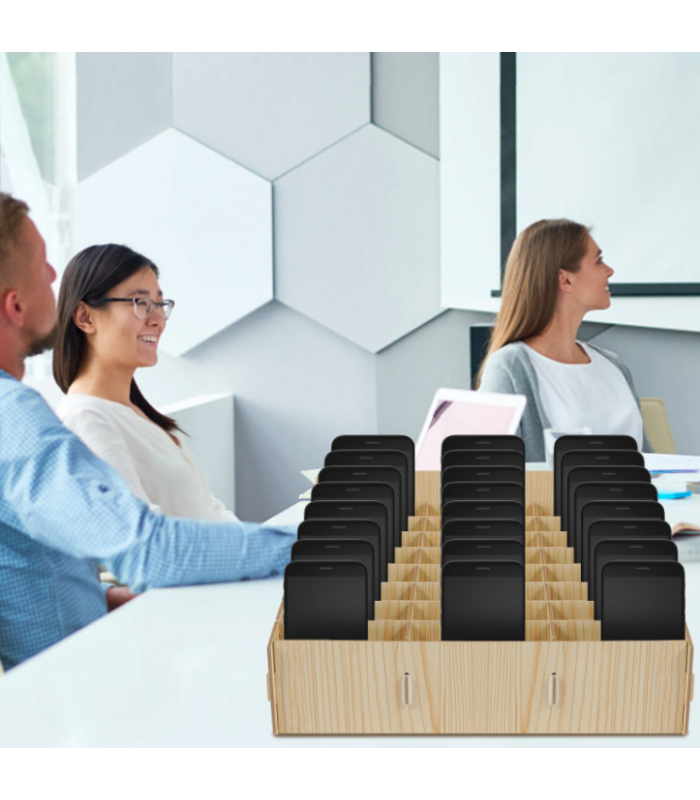 60 slots Mobile Phone Storage Box Compartment Holder Shop Store Display Plywood Retail