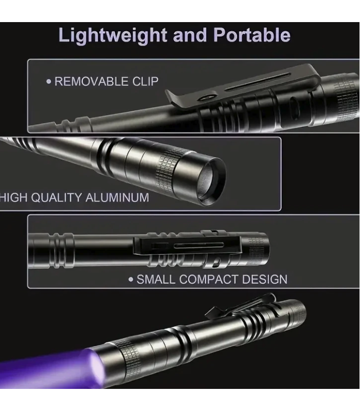 395nm 8.8cm UV Black Light Flashlight Pen Torch Detection Lamp Flash UV Torch