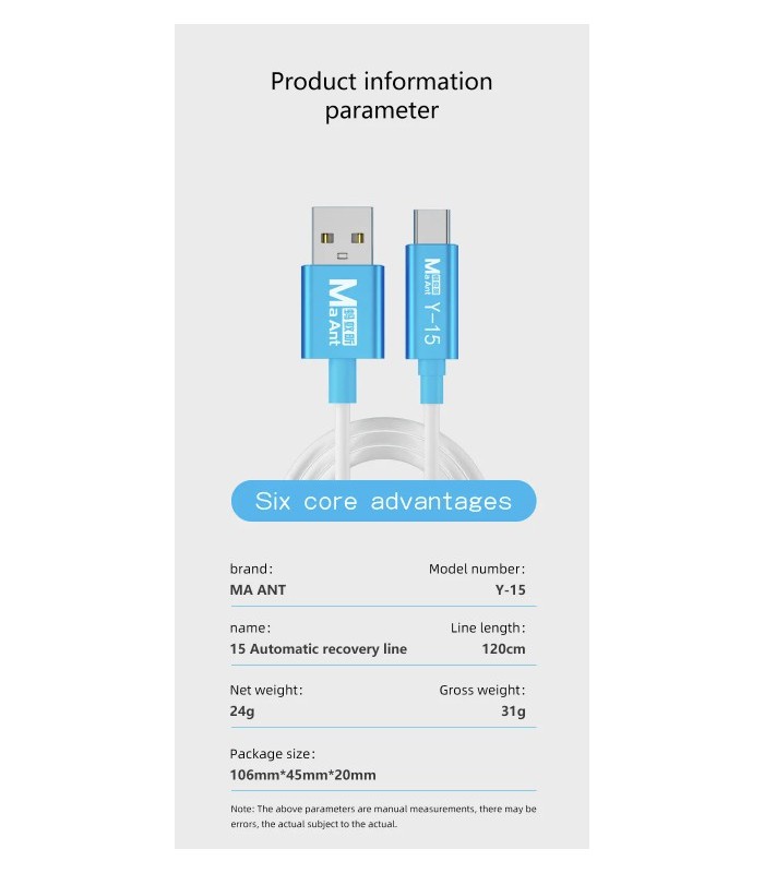 MaAnt Y-15 iPhone and iPad type C DFU Recovery Mode Cable 15 & iPad Pro 11 / 12.9