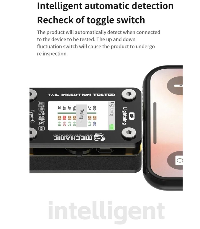 Mechanic T824 SE Mobile Phone Tail Insertion Detector Plug Tester Lightning Type-C