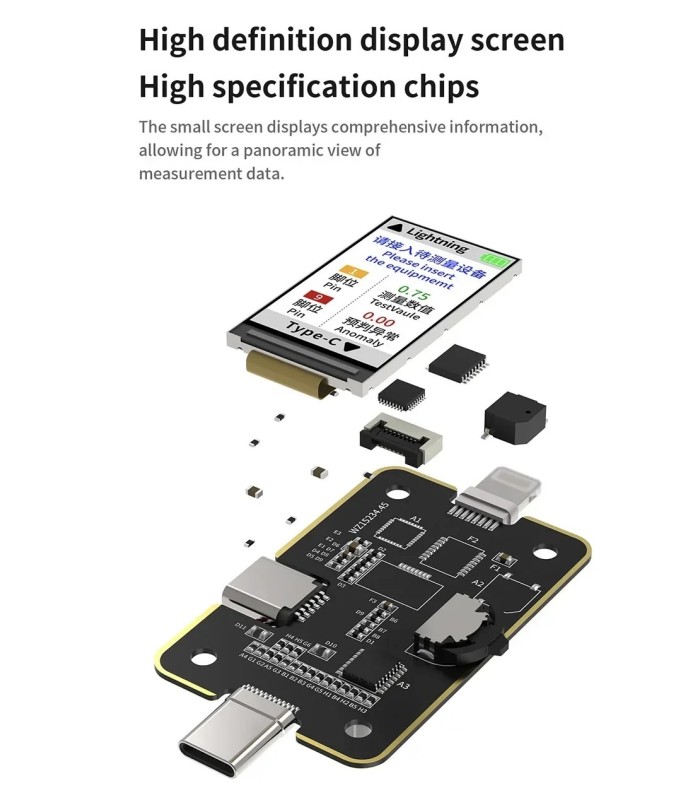 Mechanic T824 SE Mobile Phone Tail Insertion Detector Plug Tester Lightning Type-C