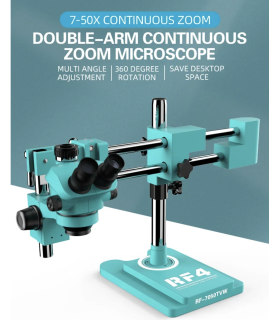 RF4 RF7050TVW Trinocular Stereo Continuous Zoom Industrial Boom Microscope