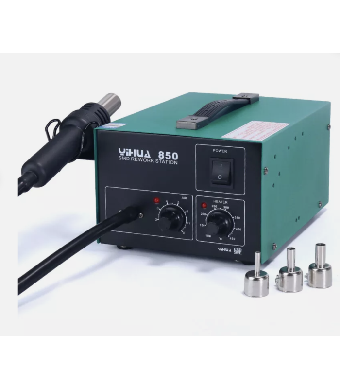 YIHUA 850 3 Nozzles 550w Air Pump Type Hot Air Soldering Station SMD Rework Station With Heat Gun Desoldering Station