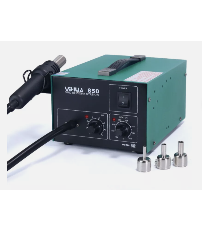 YIHUA 850 3 Nozzles 550w Air Pump Type Hot Air Soldering Station SMD Rework Station With Heat Gun Desoldering Station
