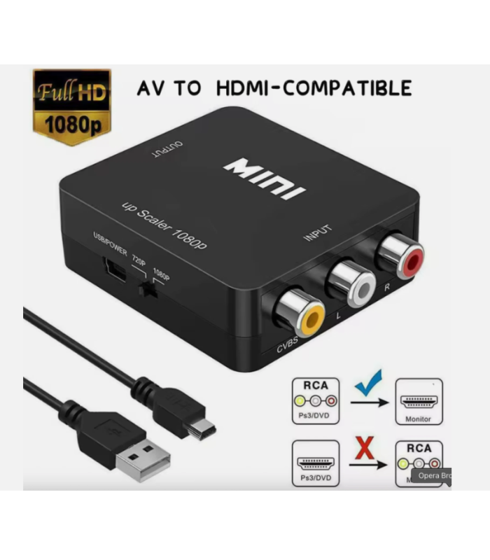 AV to HDMI 1080P RCA CVBS Video Audio Converter Mini Adapter HDTV/DVD Composite