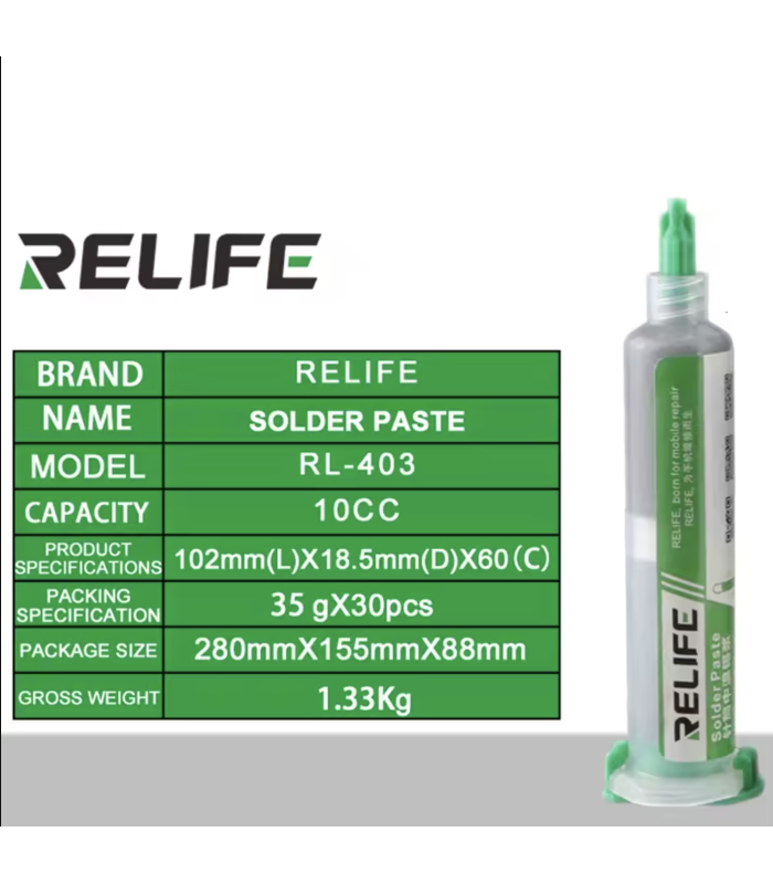 ReLife 183°C RL-403 10cc Low-Melt Leaded Solder Paste