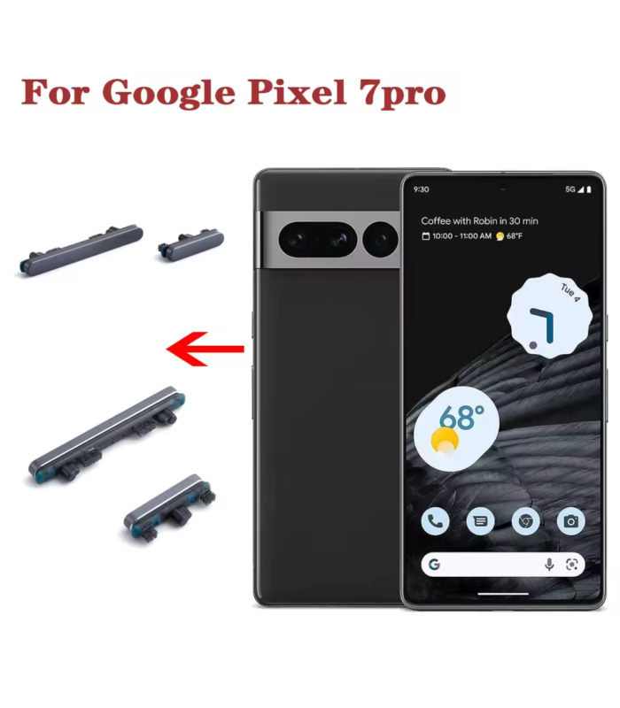 Google Pixel 7 Pro Black Power Volume Outer Side Button Key Replacement