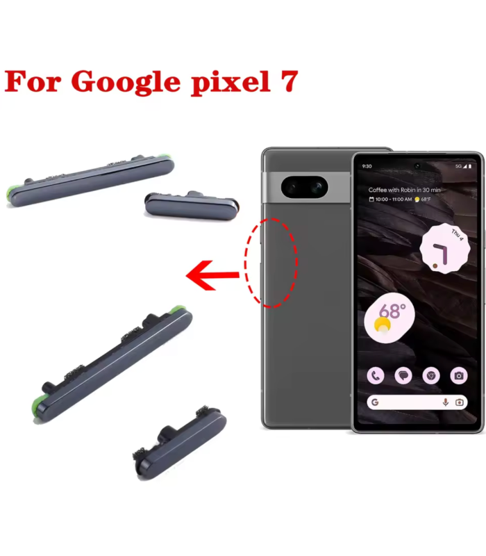 Google Pixel 7 Silver Power Volume Outer Side Button Key Replacement