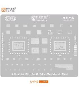Apple iPhone 16 Plus Pro Max e A18/A18 pro BGA Reballing Stencil Tin Soldering