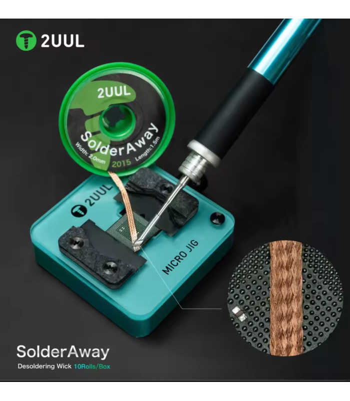 2UUL Solder Away Desoldering Wick wire 2.0mm width for PCB IC BGA CPU Phone