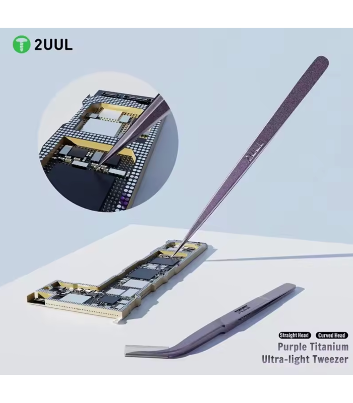 2UUL Ti21 Titan straight Head purple ESD Titanium Alloy Ultra Precision Tweezer