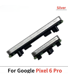 For Google Pixel 6 Pro Silver Side External Power Key Set Volume Up Down Buttons
