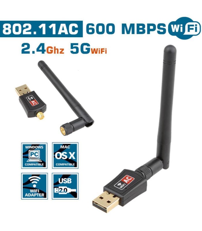 2.4G/5G Dual Band 600Mbps WiFi  Receiver Wireless Adapter 802.11 USB 2.0 WiFi AC