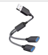 Dual USB 1 Male to 2 Female Adapter Splitter 2 Port for Data Power Charging