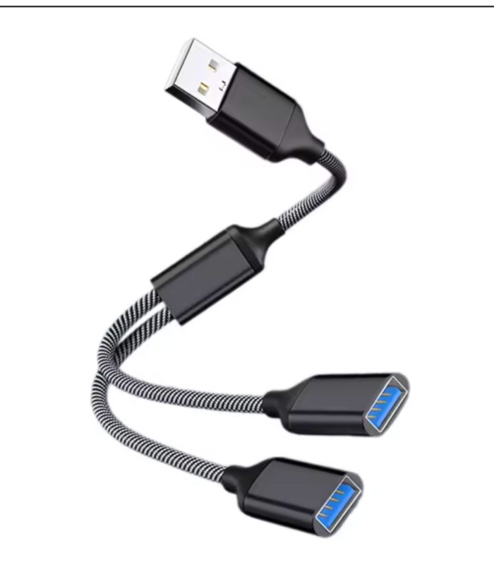 Dual USB 1 Male to 2 Female Adapter Splitter 2 Port for Data Power Charging