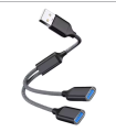 Dual USB 1 Male to 2 Female Adapter Splitter 2 Port for Data Power Charging