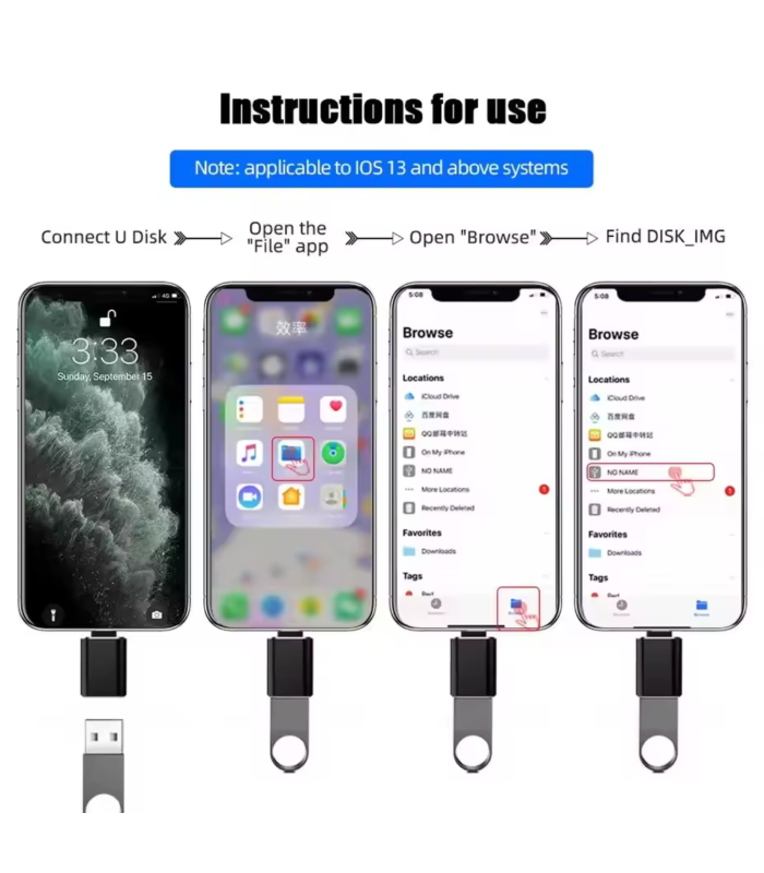 USB 3.0 Female Connector for iPad Max Pro Plus iPhone OTG Adapter IOS 8 Pin -UK