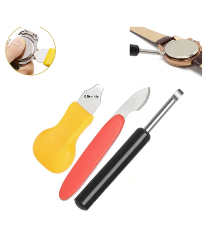 Watch Back Case Opener Repair Tool 3pc Kit Band Strap Remover Battery Change -UK