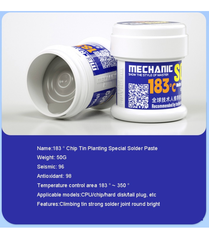 MECHANIC Soldering ZW50 183 (50G) paste for mobile phone CPU repair reballing